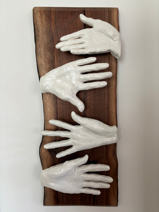 Wall Mounted Clay Sculpture "Hand Signals"