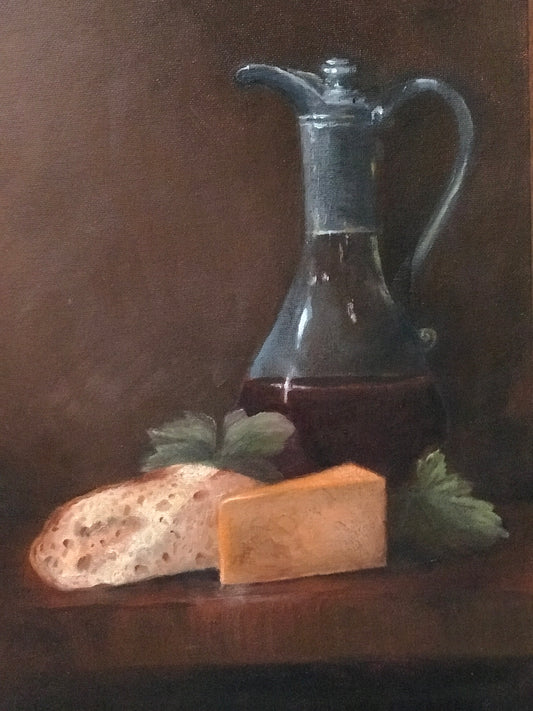 Classical Oil Still Life Painting "Wine Country"