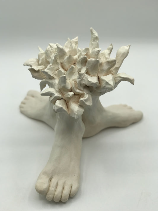 Surreal Clay Sculpture of Feet / Tree "A Forest, Walking"