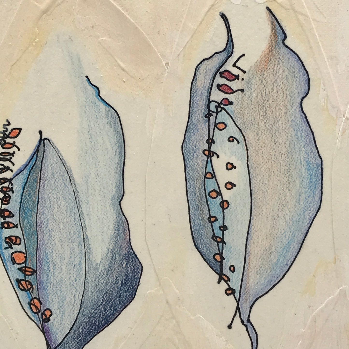 Abstract Mixed Media Painting - Seed Pods Ascending