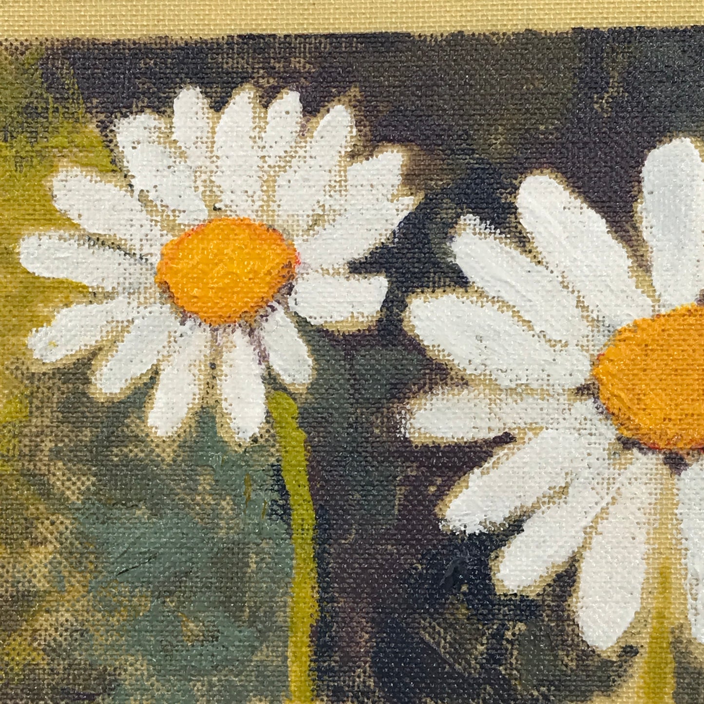 Book Cover Painting - Daisies on Two Book Covers, Yellow and Green