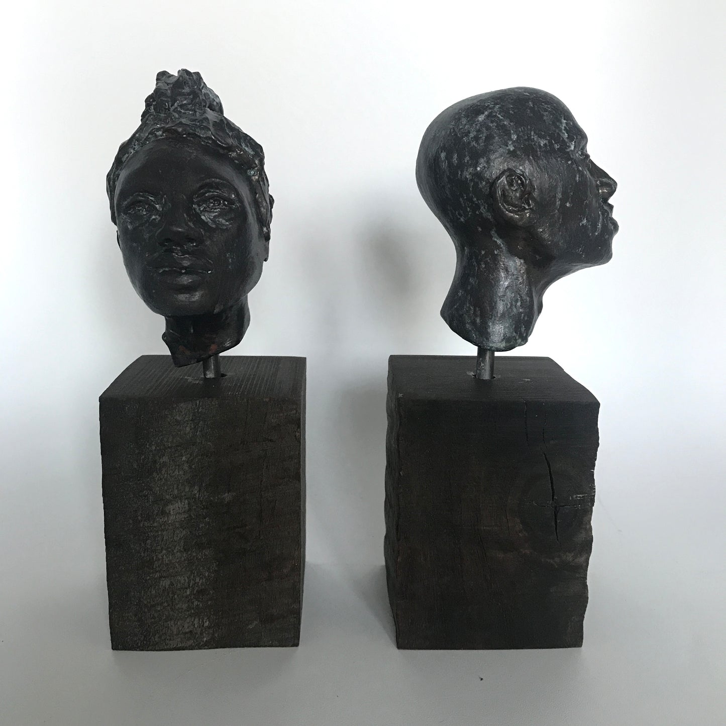 Perseverance: Contemporary Clay Sculpture, Man and Woman Pair