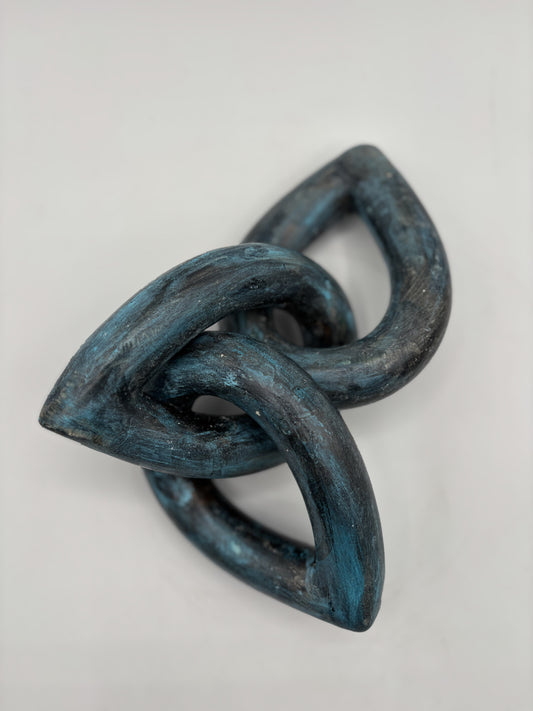 Contemporary Clay Sculpture Chain, 3 Large Patinated Links