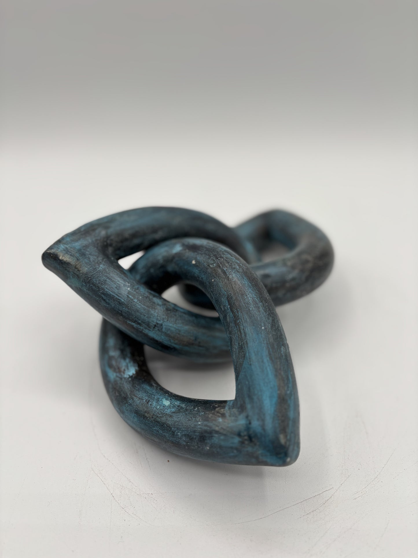 Contemporary Clay Sculpture Chain, 3 Large Patinated Links