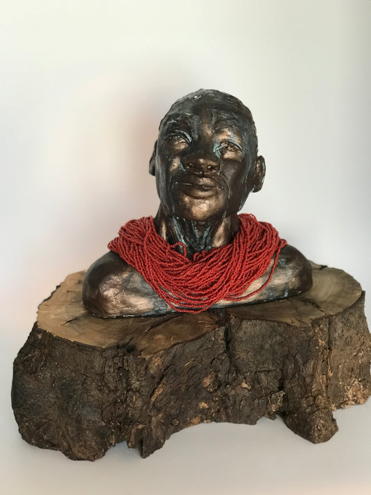 Contemporary Clay Figure Sculpture "Distant Sounds"