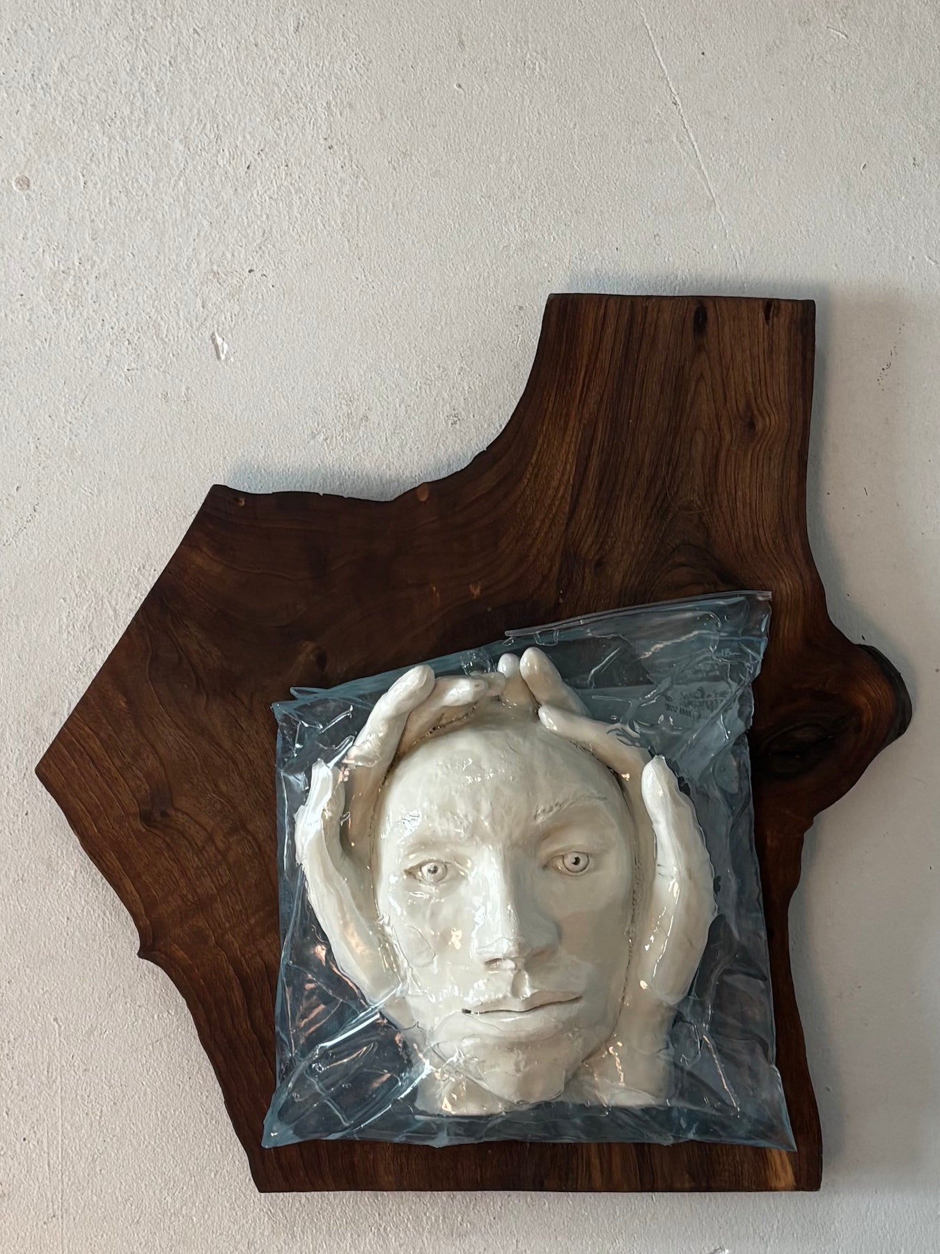 Clay Figure Sculpture "Drowning in Plastic"