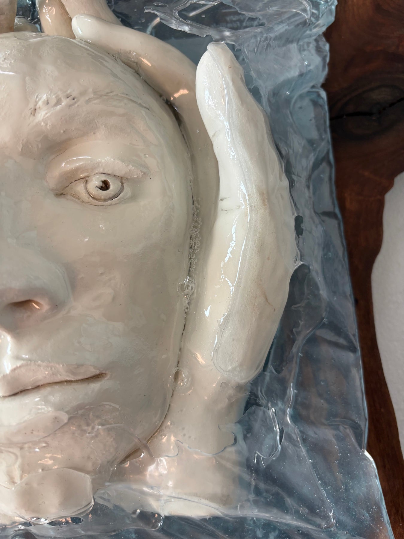 Clay Figure Sculpture "Drowning in Plastic"