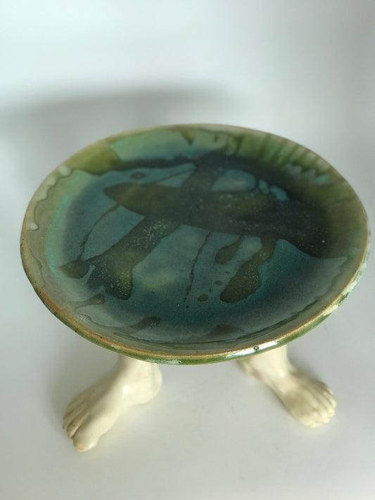 Ceramic Footed Bowl "Hey, Look at Me!"