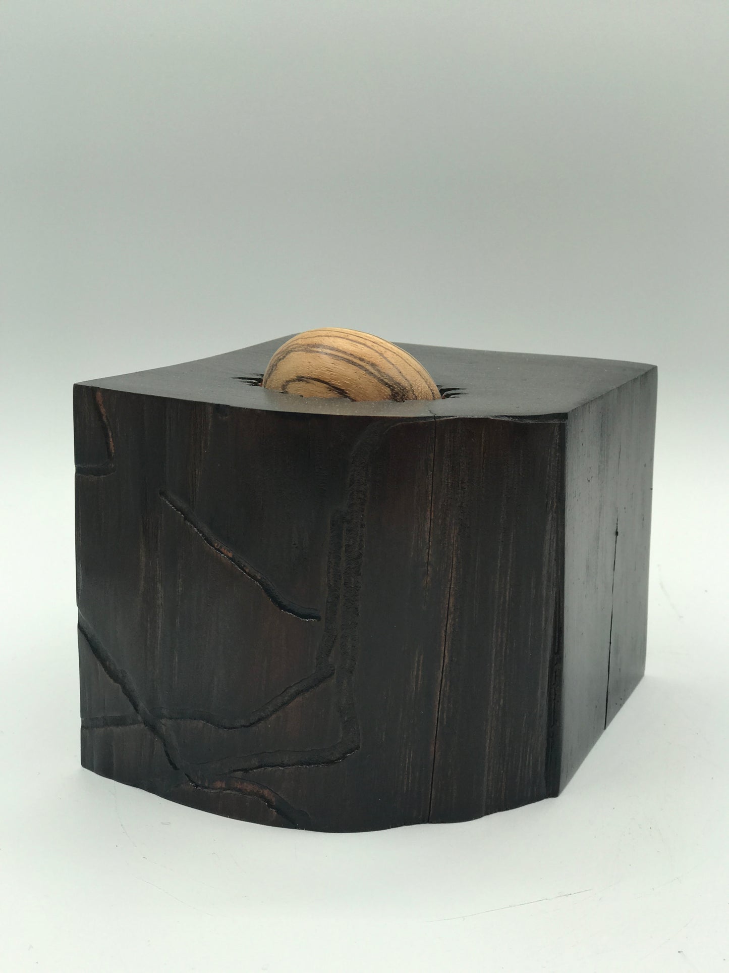 Wooden Nest -  Live Edge Nest with Tigerwood Egg