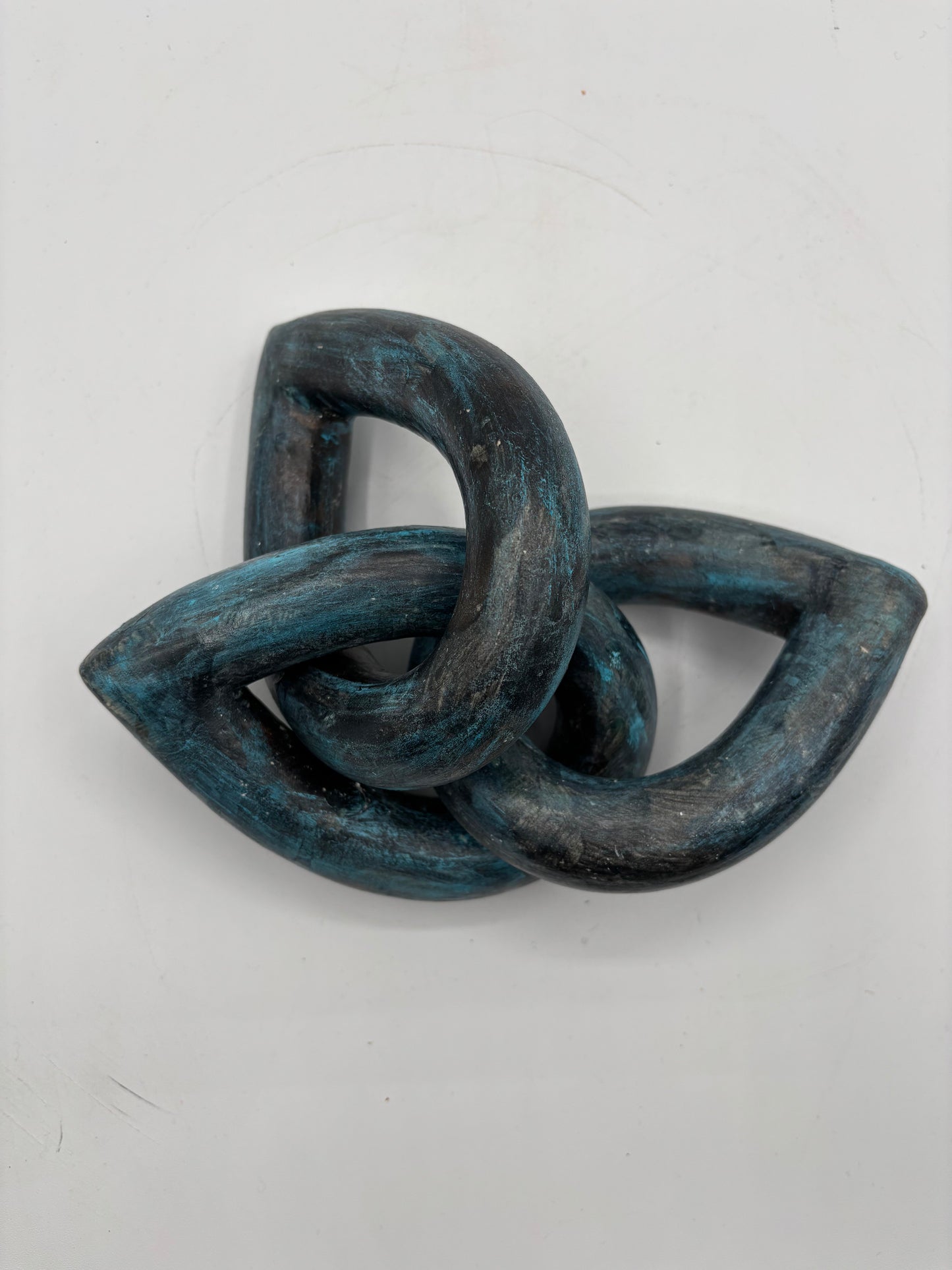 Contemporary Clay Sculpture Chain, 3 Large Patinated Links