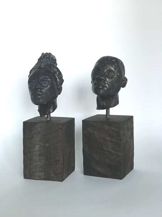 Perseverance: Contemporary Clay Sculpture, Man and Woman Pair