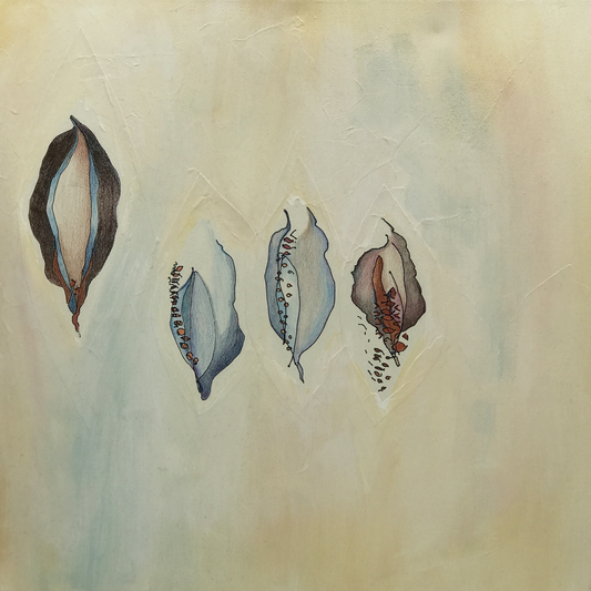 Abstract Mixed Media Painting - Seed Pods Ascending