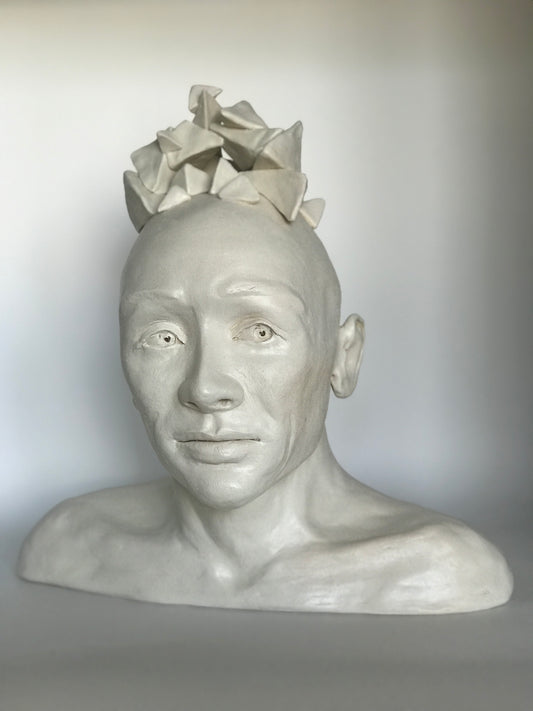 Contemporary Clay Figure Sculpture "The Pythagorean Theorem Takes Shape"